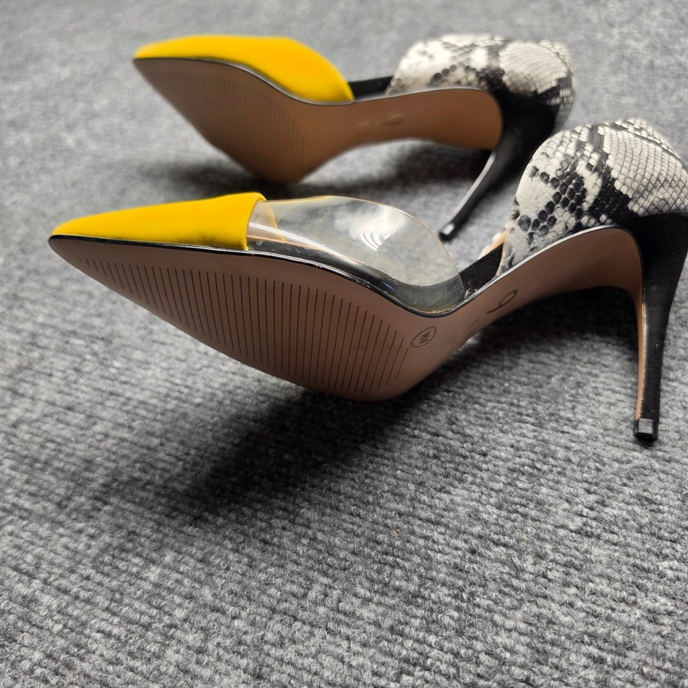 Mix No 6 Hilani Pumps Womens 9M Sunflower Yellow Snakeskin Clear D'Orsay Heels - Picture 4 of 7